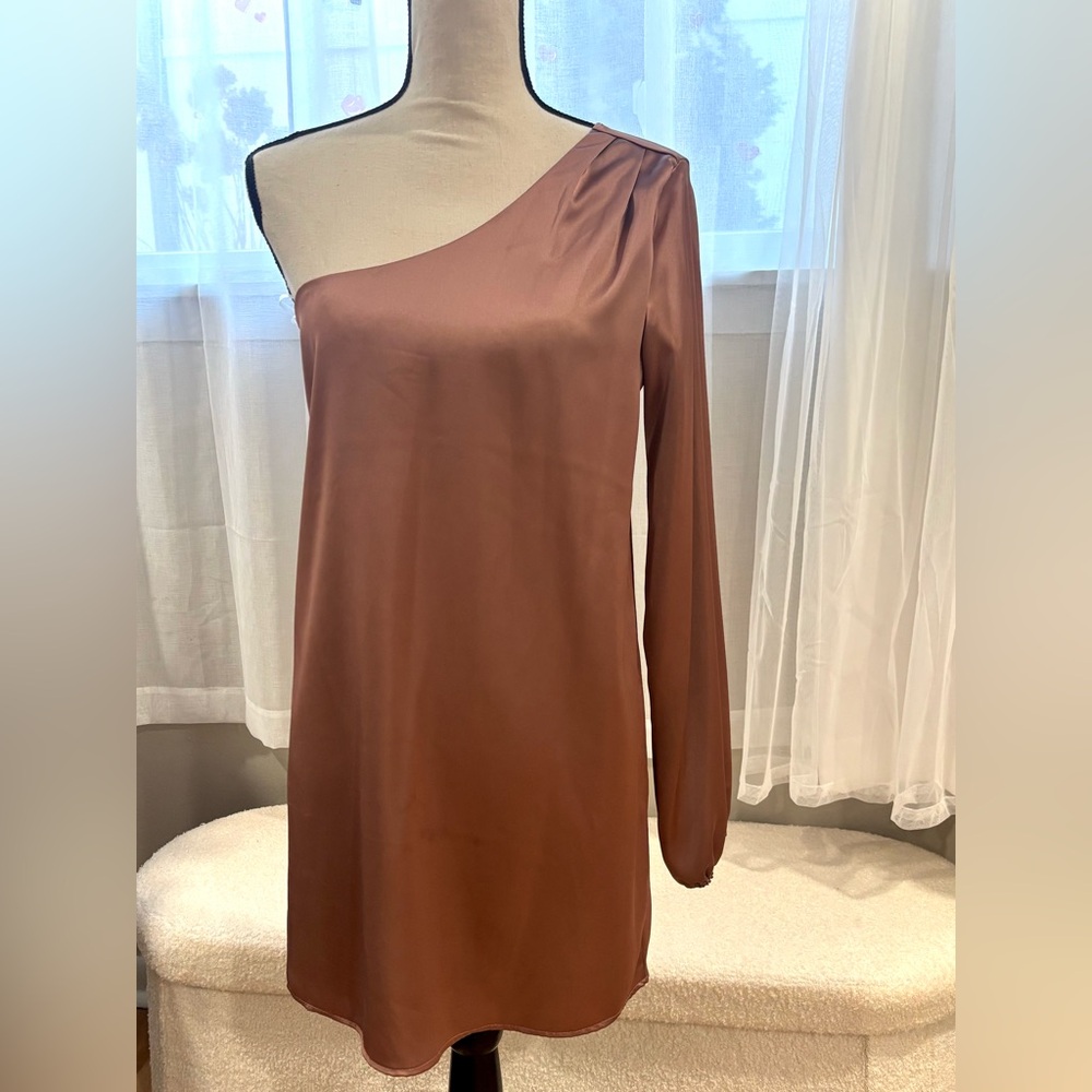 Audrey 3+1 One-Shoulder Dress in Rich Brown